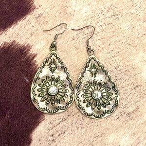 Intricate Silver Floral Drop Earrings